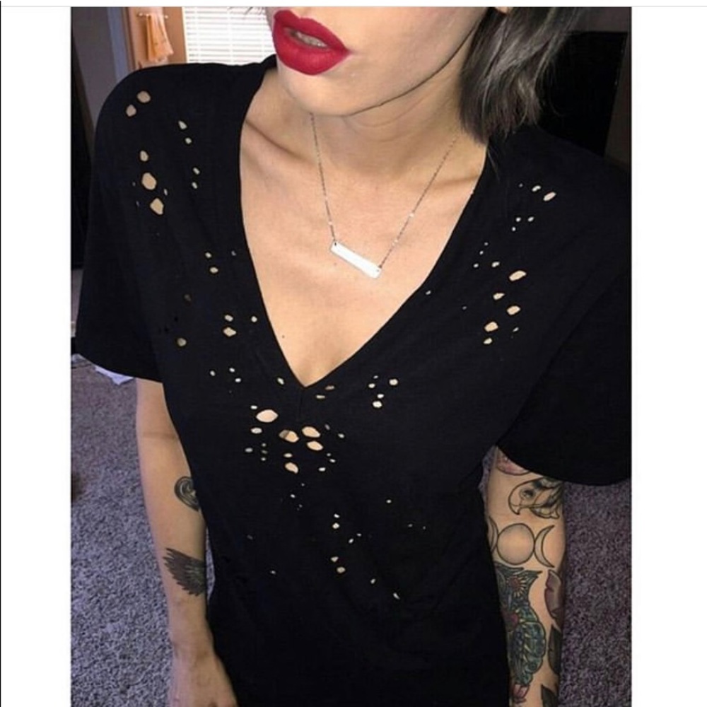 LAST DAY Balm apparel distressed V-neck shirt top